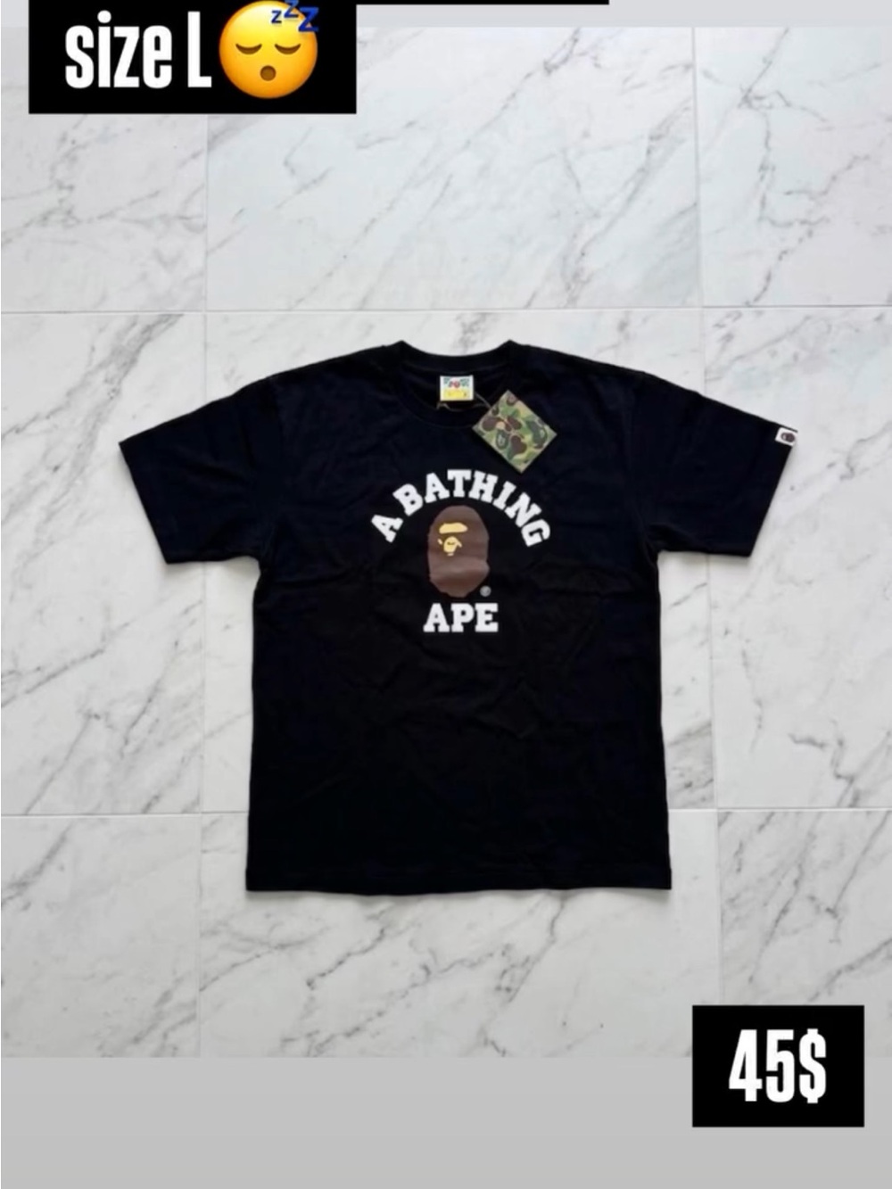 Black A Bathing Ape Tee- Size Large